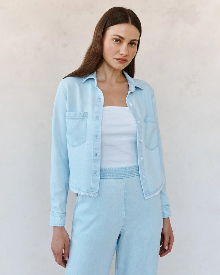 TWO POCKET FRAY HEM SHIRT (COASTAL FADE WASH) - BELLA DAHL