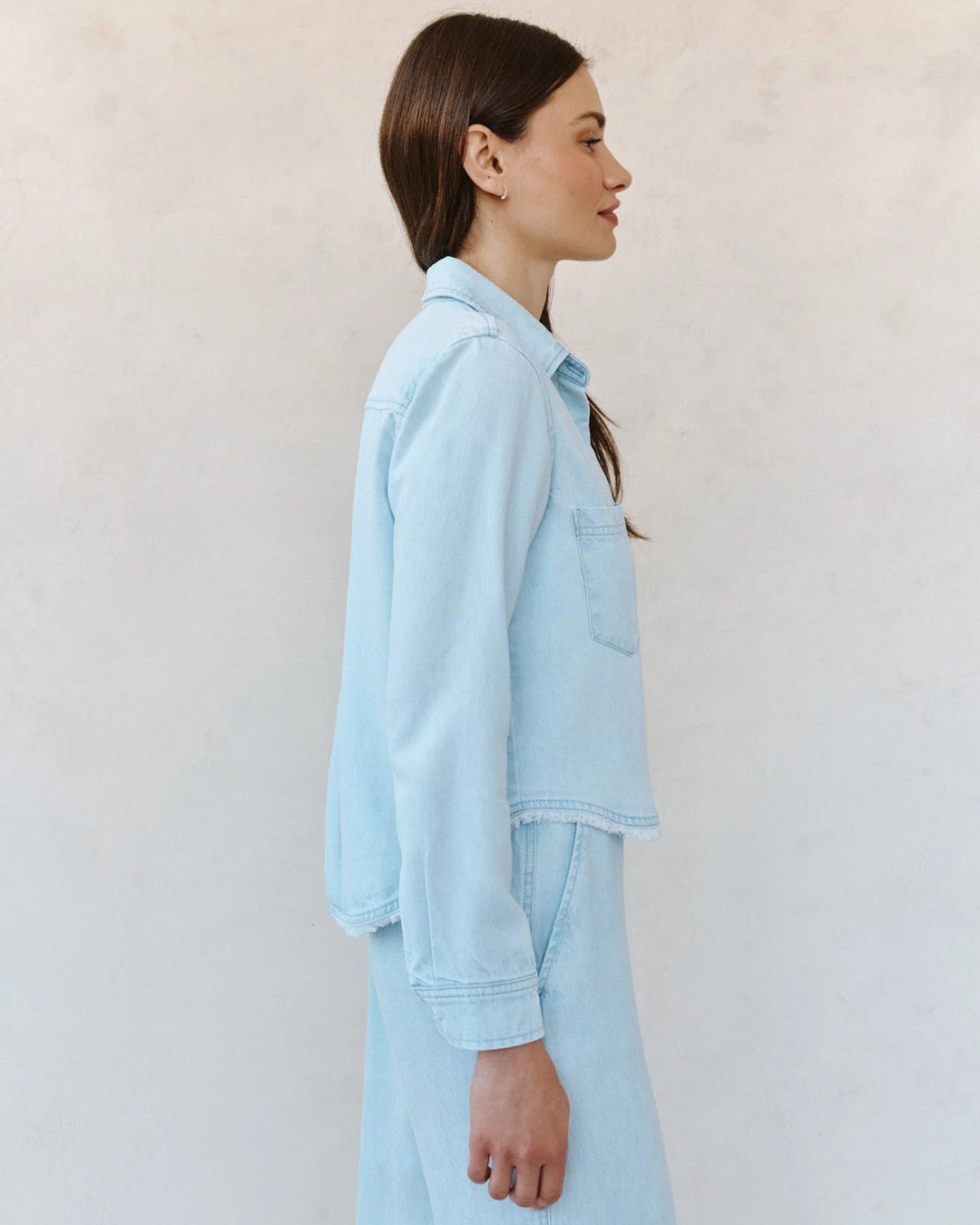 TWO POCKET FRAY HEM SHIRT (COASTAL FADE WASH) - BELLA DAHL