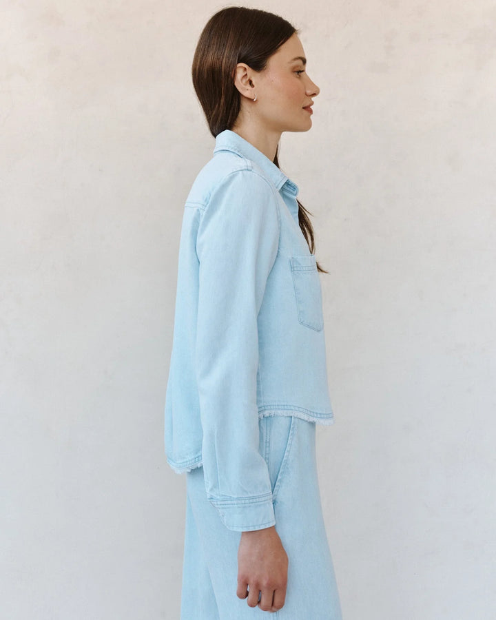 TWO POCKET FRAY HEM SHIRT (COASTAL FADE WASH) - BELLA DAHL