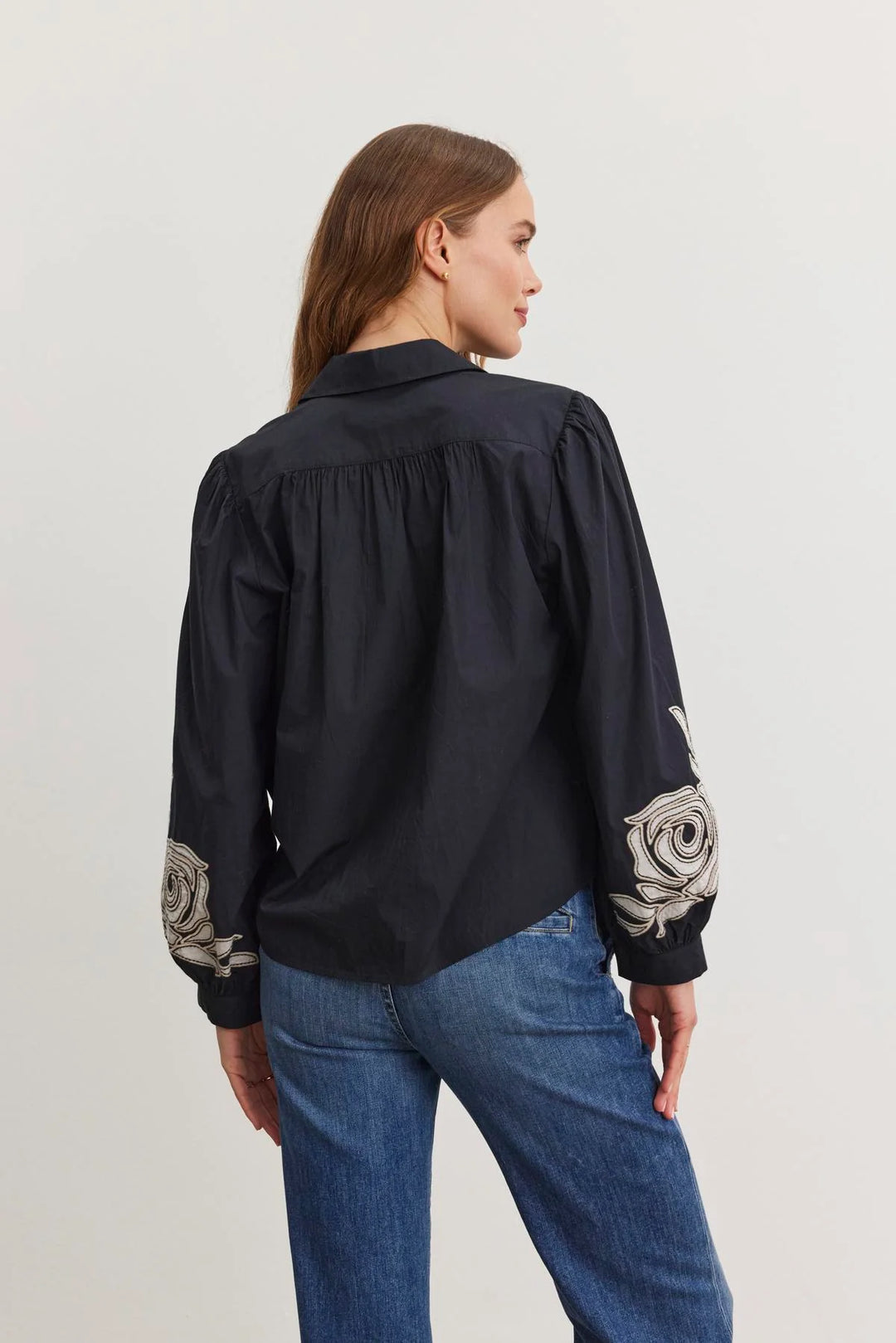 MARTINE COTTON POPLIN BLOUSE WITH EMBROIDERY - VELVET