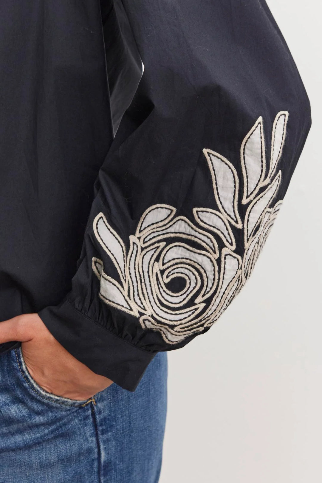 MARTINE COTTON POPLIN BLOUSE WITH EMBROIDERY - VELVET