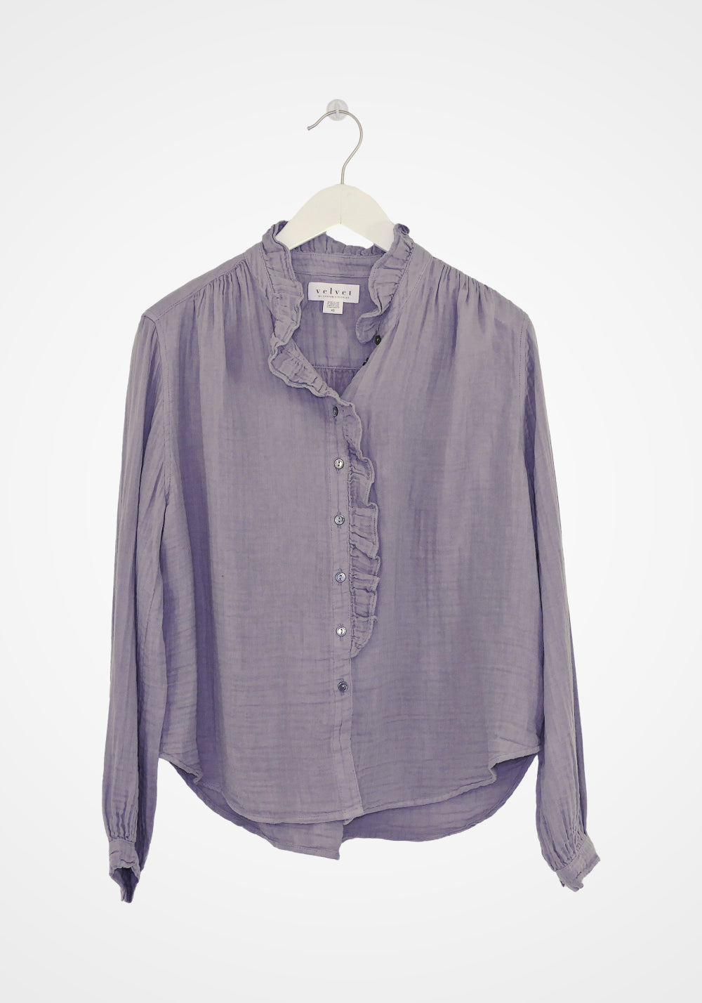 TRISHA COTTON GAUZE FLUTTER COLLAR TOP - VELVET