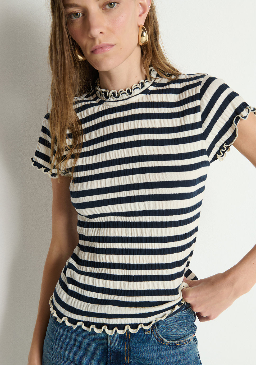 NATALIA TOP (CRINKLE STRIPE) - NATION