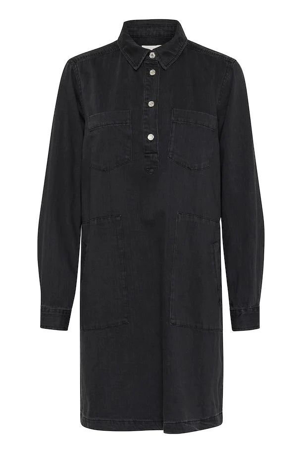 STINE DENIM DRESS (WASHED BLACK)