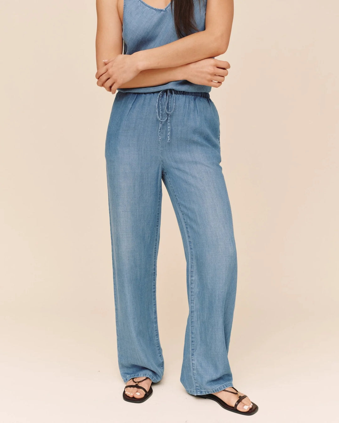 WIDE LEG DRAWSTRING PANT (INDIGO HARBOR WASH) - BELLA DAHL