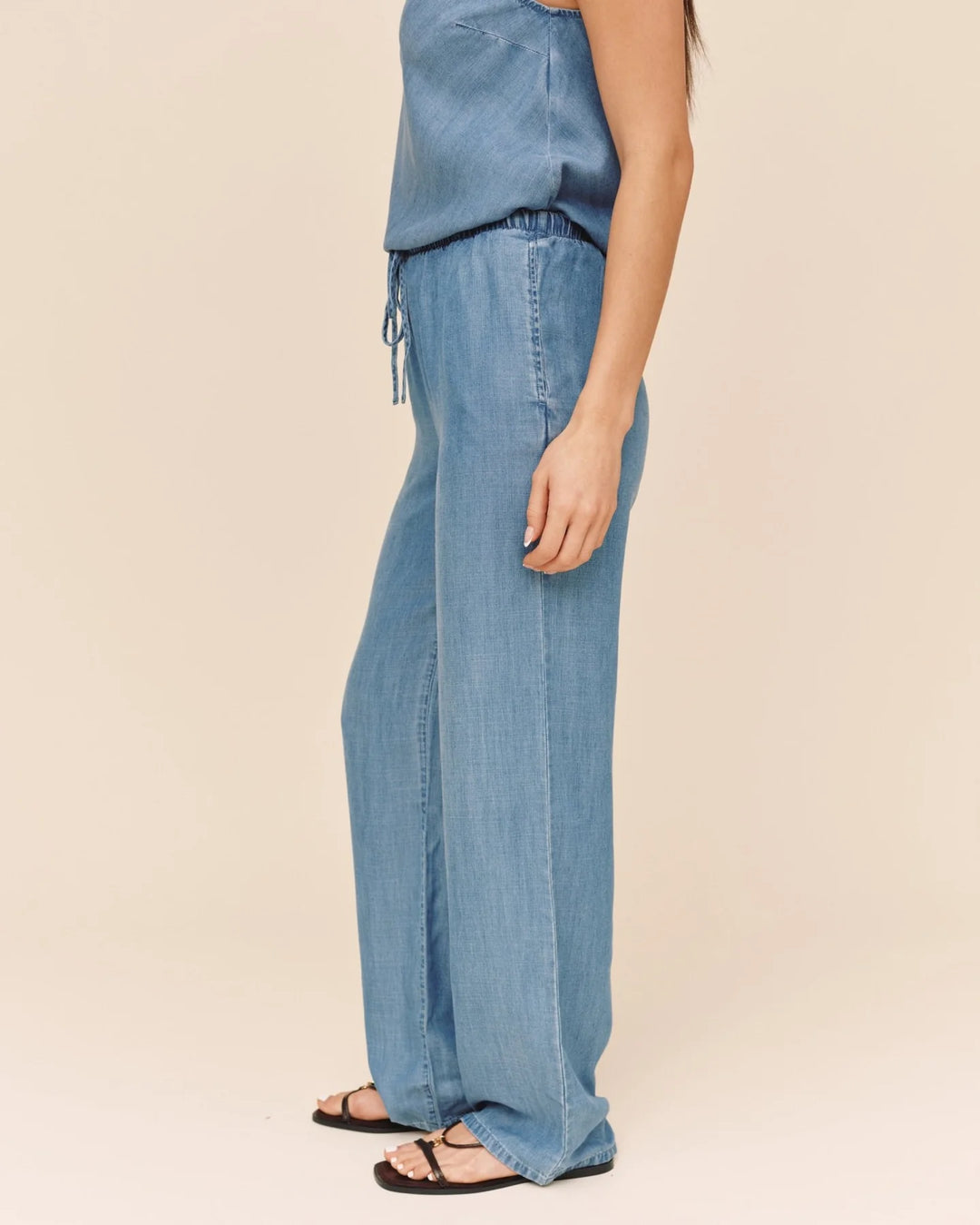 WIDE LEG DRAWSTRING PANT (INDIGO HARBOR WASH) - BELLA DAHL
