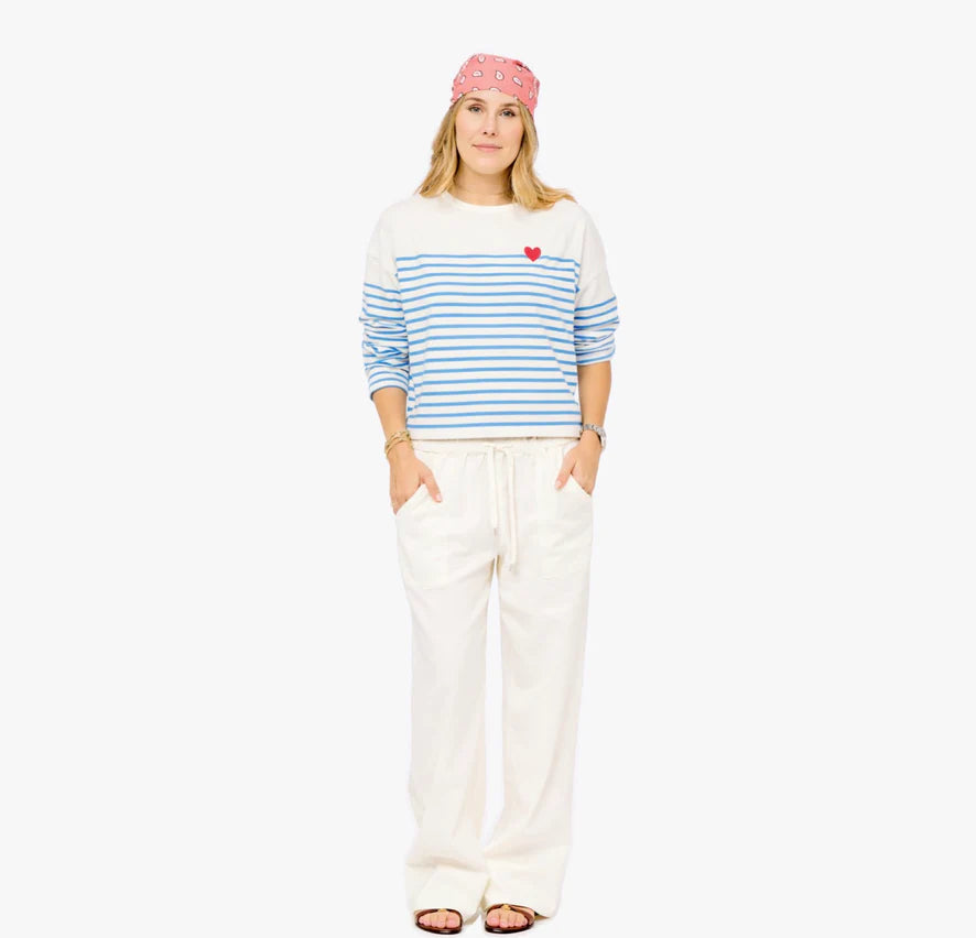 ARTIST LONG SLEEVE STRIPE TEE (CLOUD-SOLVANG BLUE) - KERRI ROSENTHAL