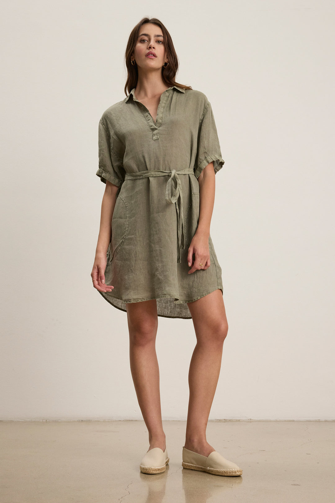 WOVEN LINEN DRESS (ELM) - VELVET