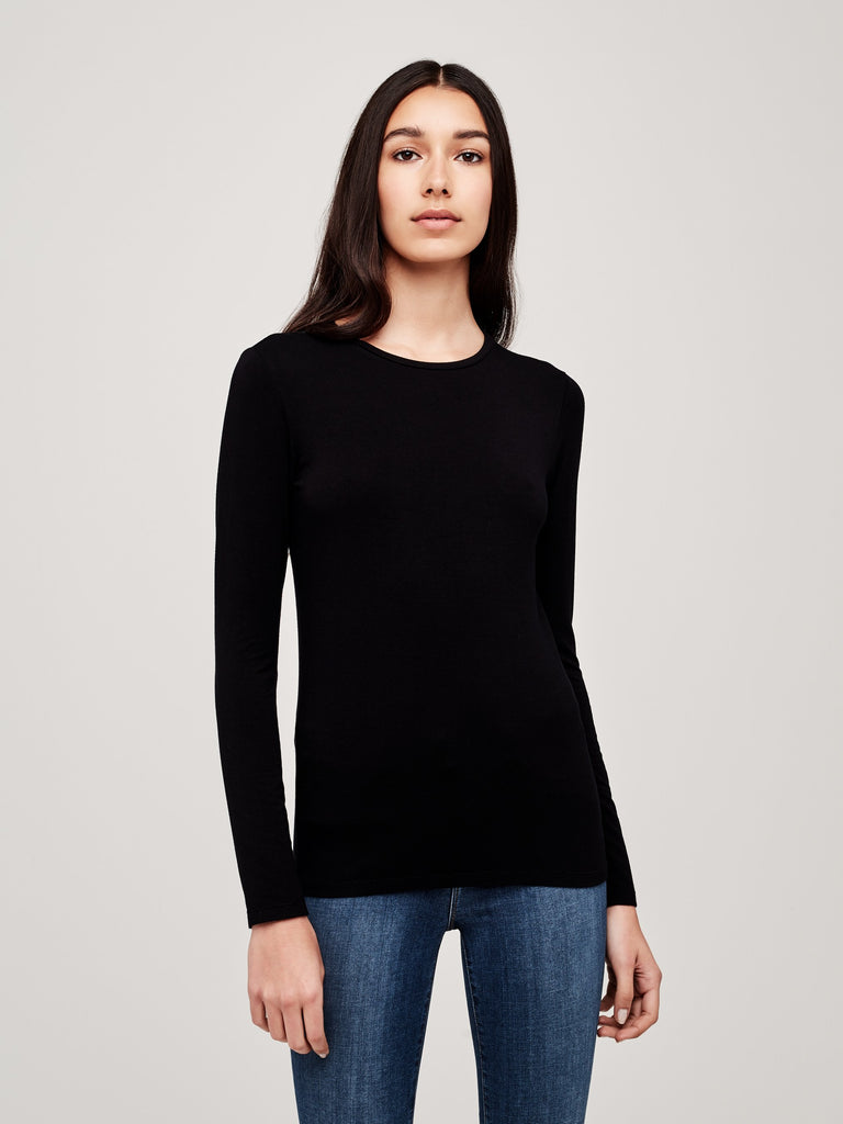 TESS LONG SLEEVE TEE (BLACK) - L'AGENCE