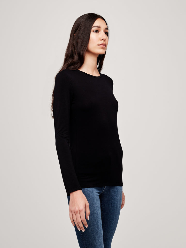 TESS LONG SLEEVE TEE (BLACK) - L'AGENCE