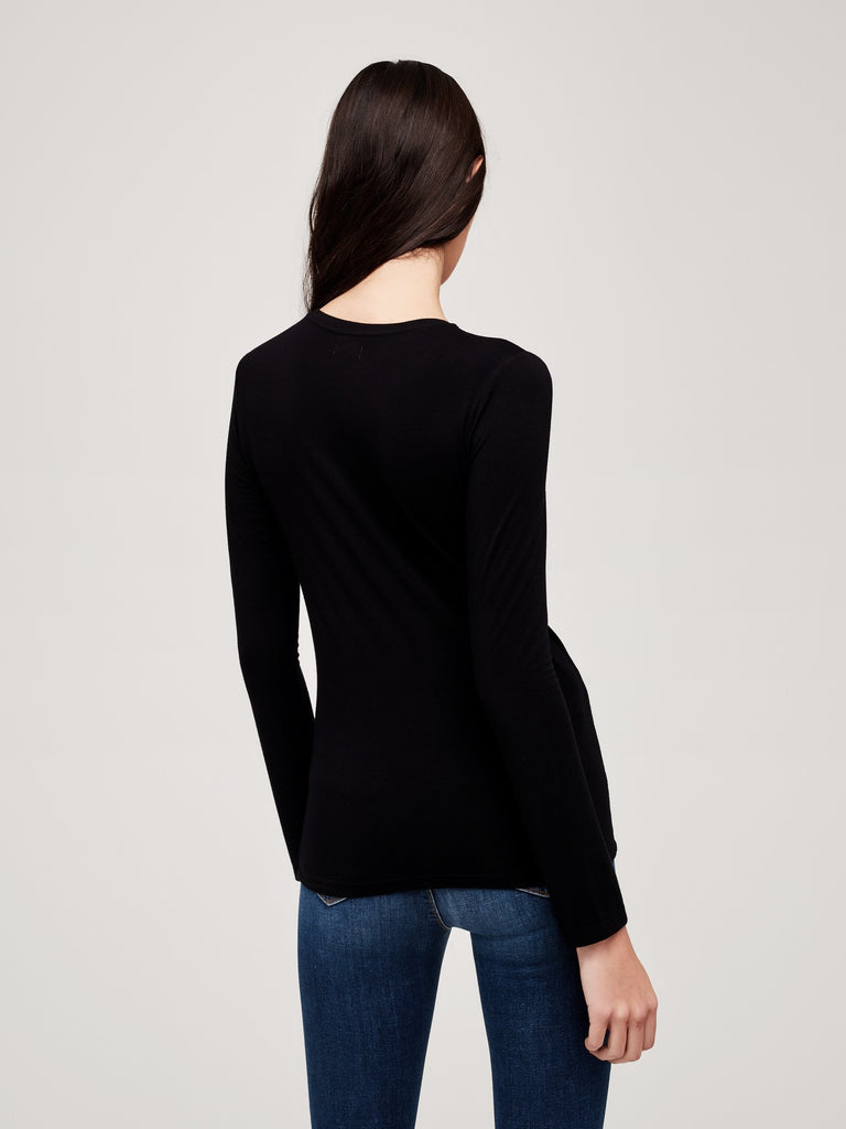 TESS LONG SLEEVE TEE (BLACK) - L'AGENCE