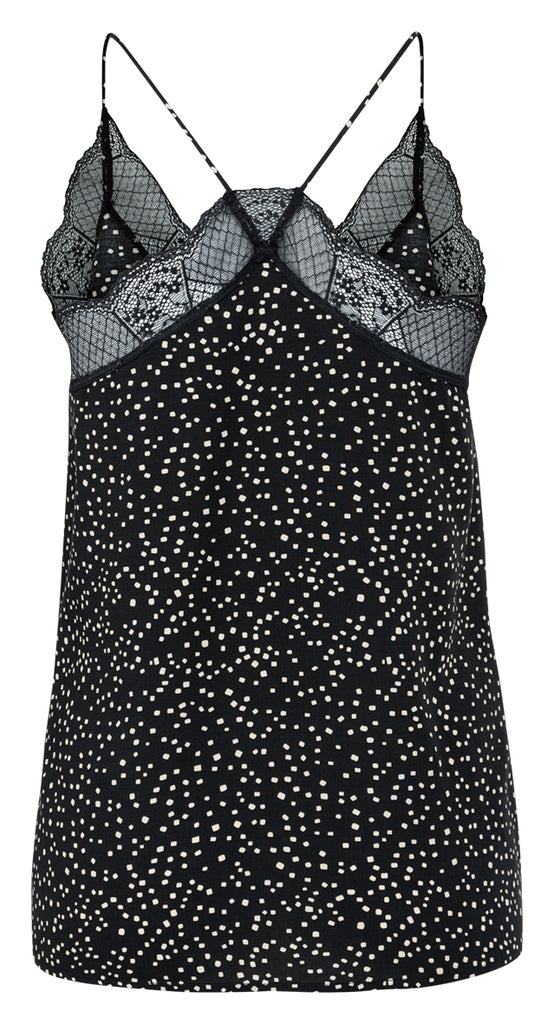 PRINTED STRAPPY TOP WITH LACE - YAYA