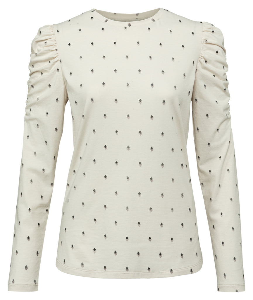 PRINTED TOP WITH PUFF SLEEVE - YAYA