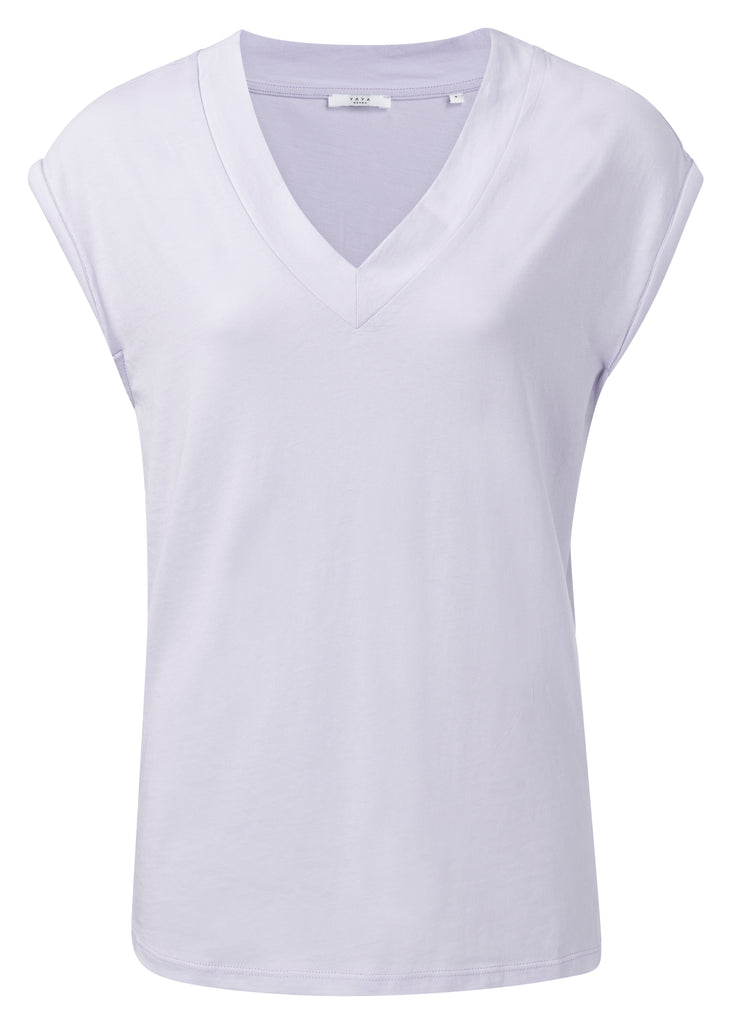 V-NECK T-SHIRT WITH CAP SLEEVES - YAYA
