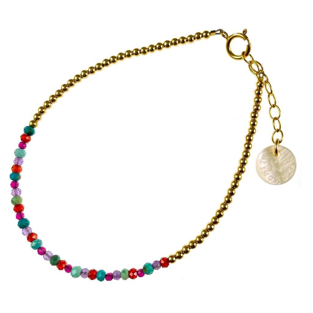 GOLD FILLED BEADS WITH STONES BRACELET - BLINCKSTAR