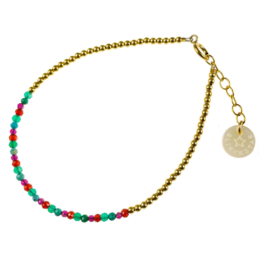 TURQUOISE/GARNET/FUCHSIA STONES WITH GOLD FILLED BEADS - BLINCKSTAR