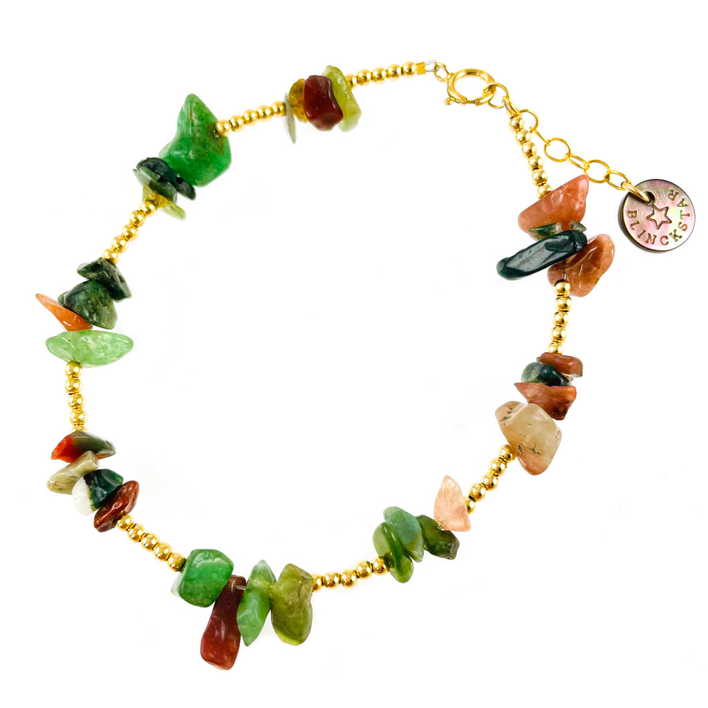 INDIAN AGATE CHIPS & GOLD BEADS BRACELET - BLINCKSTAR