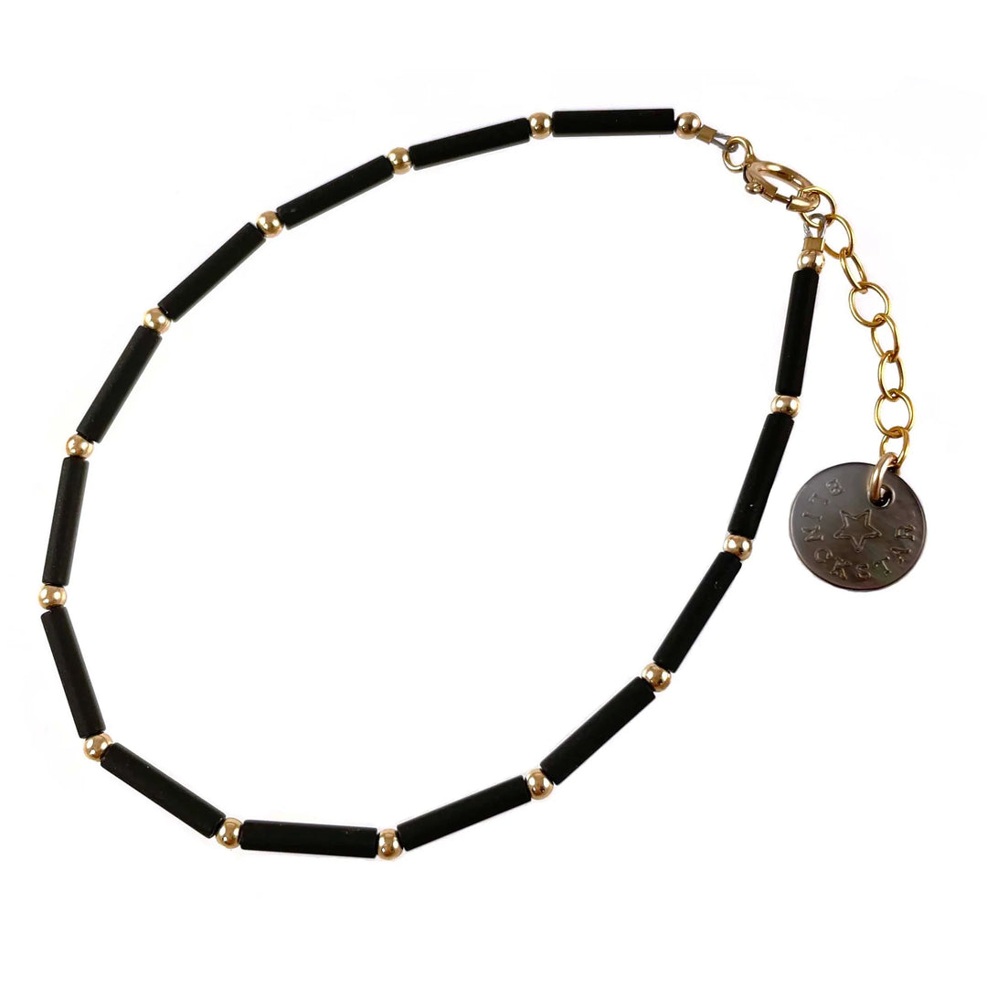 MATTE BLACK TUBE BEADS BRACELET - BLINCKSTAR