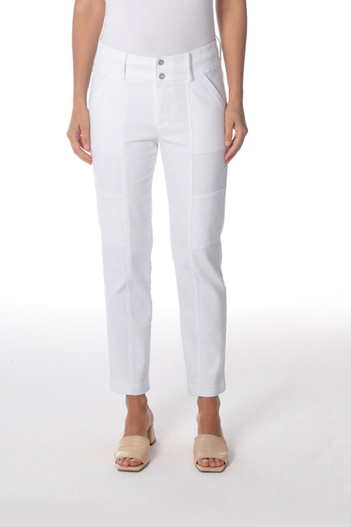CROP STRAIGHT LEG CARGO PANT (WHITE) - BRENDA BEDDOME