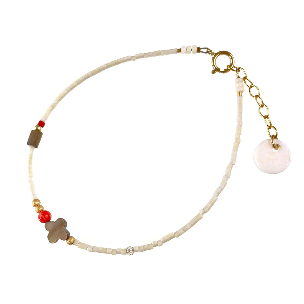 BLACK LIP SHELL WITH CORAL BEADS BRACELET - BLINCKSTAR
