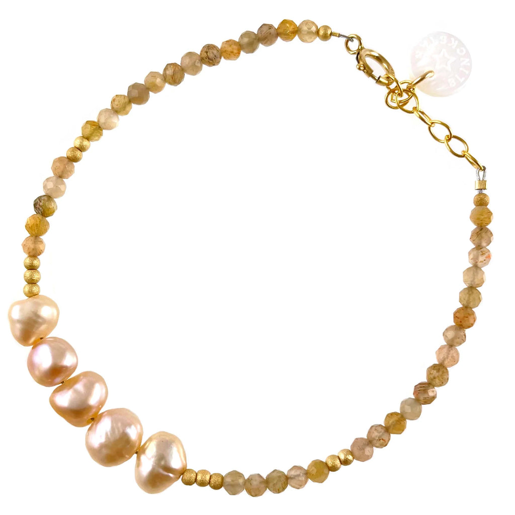 PINK MOONSTONE WITH FRESHWATER PEARLS BRACELET - BLINCKSTAR