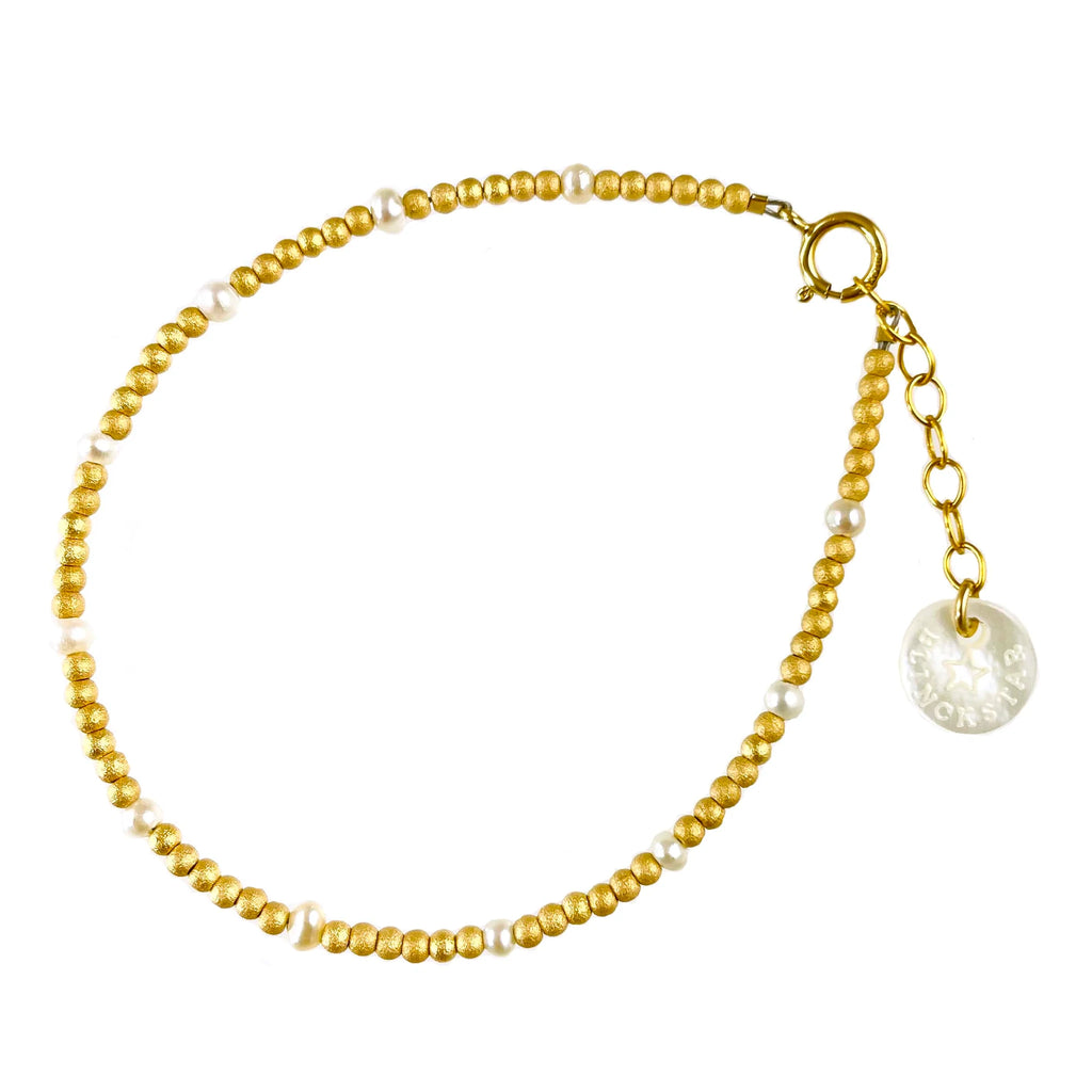 GOLD FILLED BEADS WITH MINI FRESHWATER PEARLS BRACELET - BLINCKSTAR