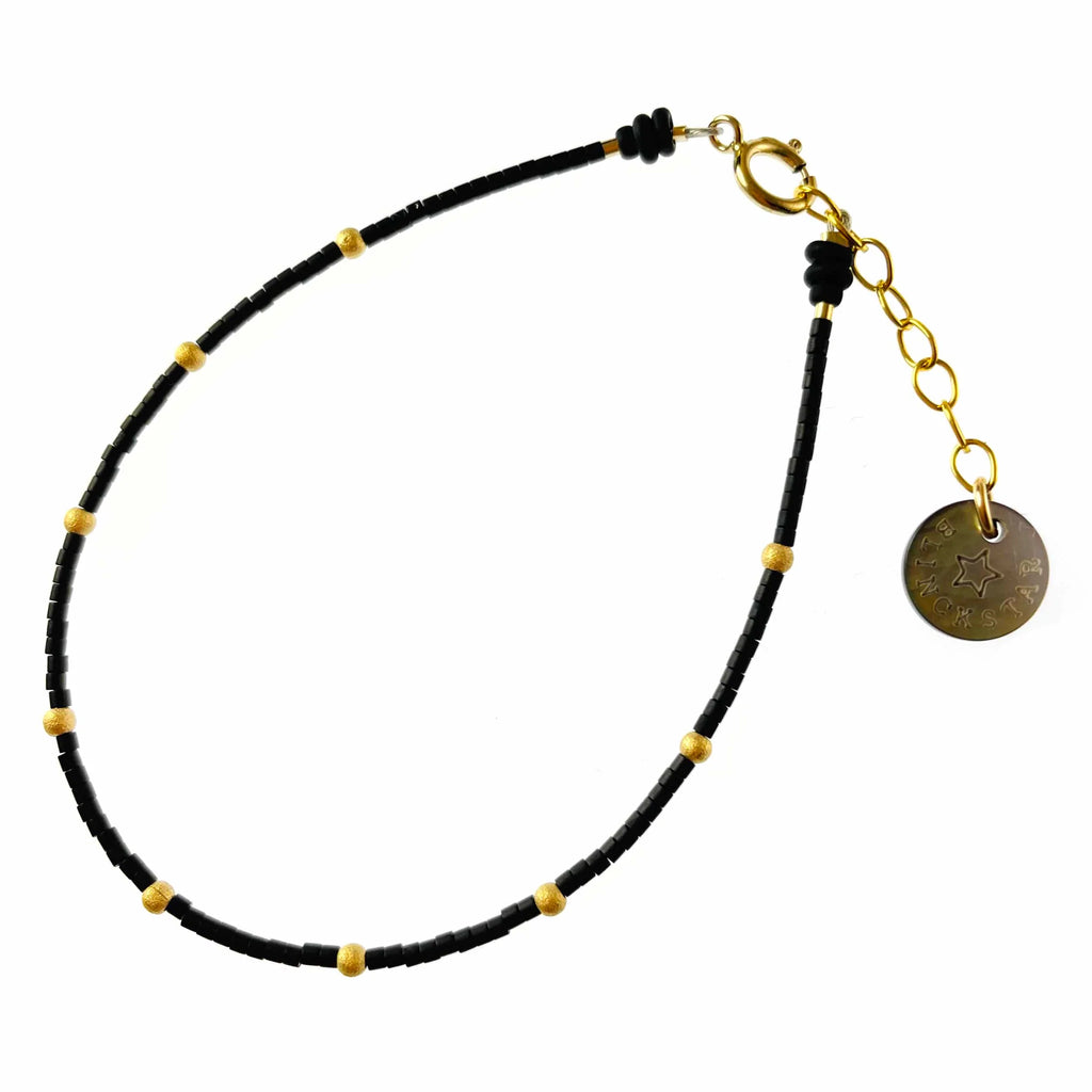 BLACK WITH MATTE GOLD BEADS BRACELET - BLINCKSTAR