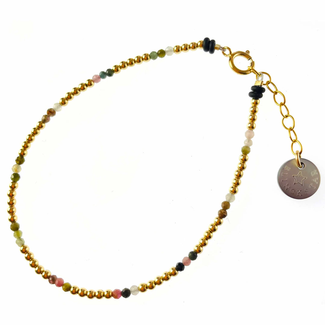 MIXED FACETED TOURMALINE AND GOLD BEADS BRACELET - BLINCKSTAR