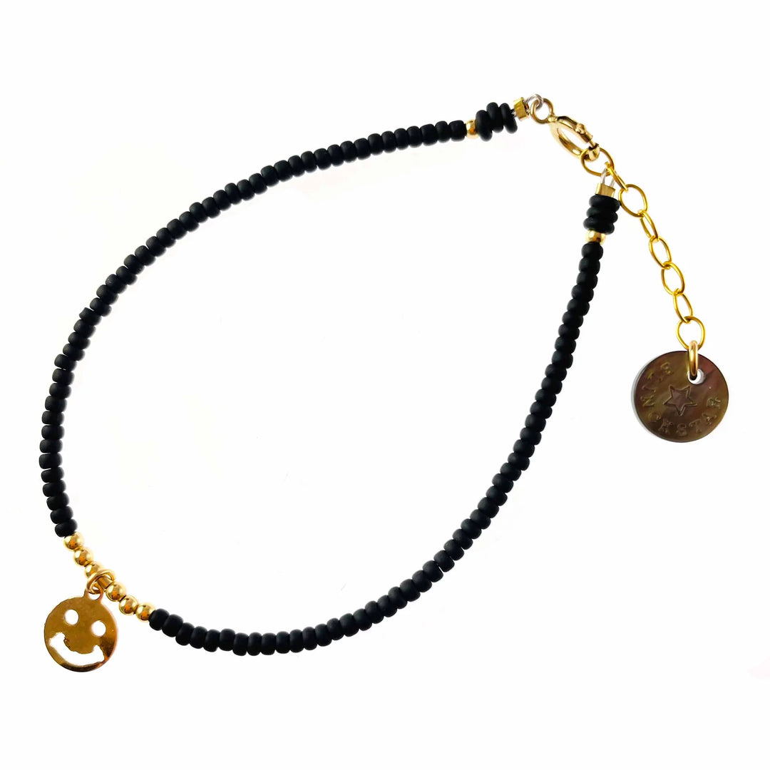 MATTE BLACK WITH SMILEY BRACELET - BLINCKSTAR
