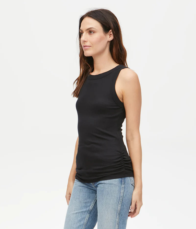 HALLEY RUCHED SIDE TANK (BLACK) - MICHAEL STARS