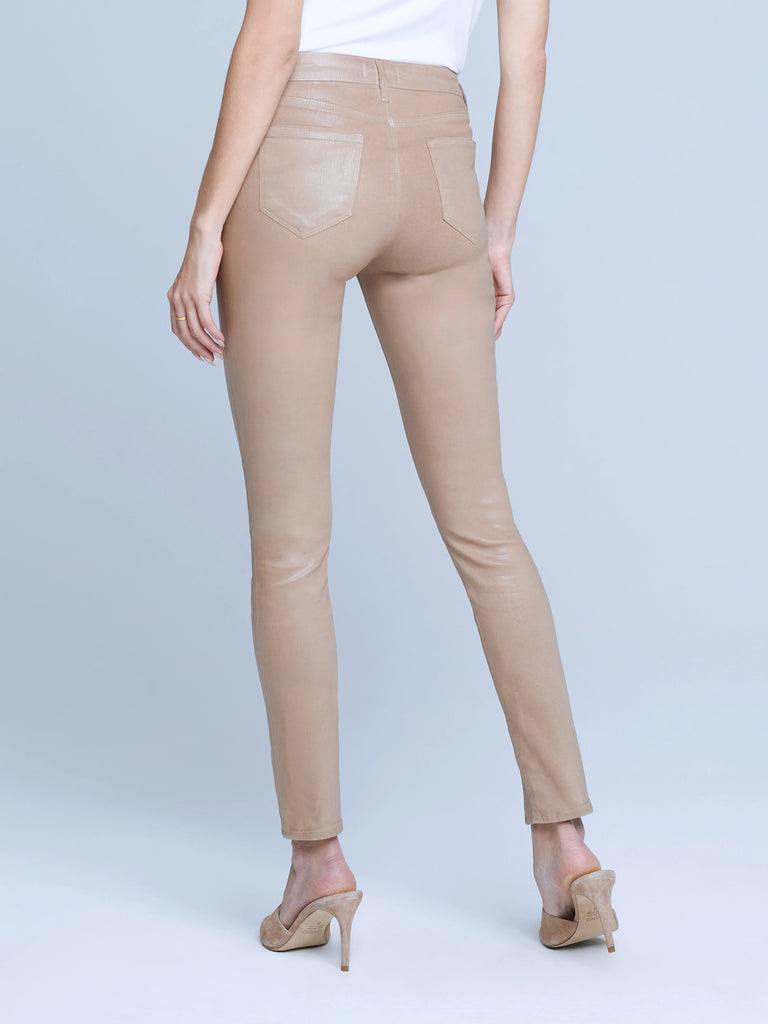 JYOTHI HIGH RISE SPLIT COATED JEAN (CAPPUCCINO) - L'AGENCE