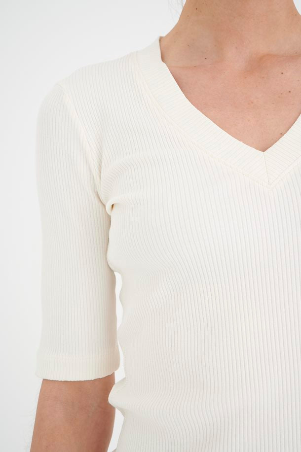 DAGNA V-NECK T-SHIRT (WHISPER WHITE) - INWEAR