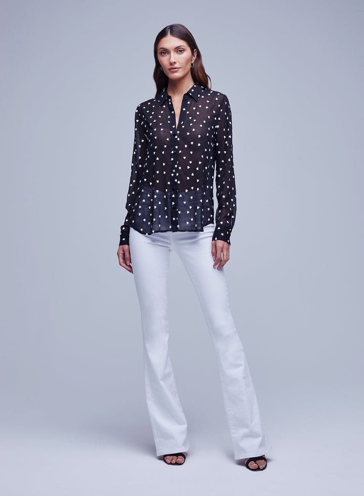 LAURENT BLOUSE (HEART EMBROIDERY) - L'AGENCE