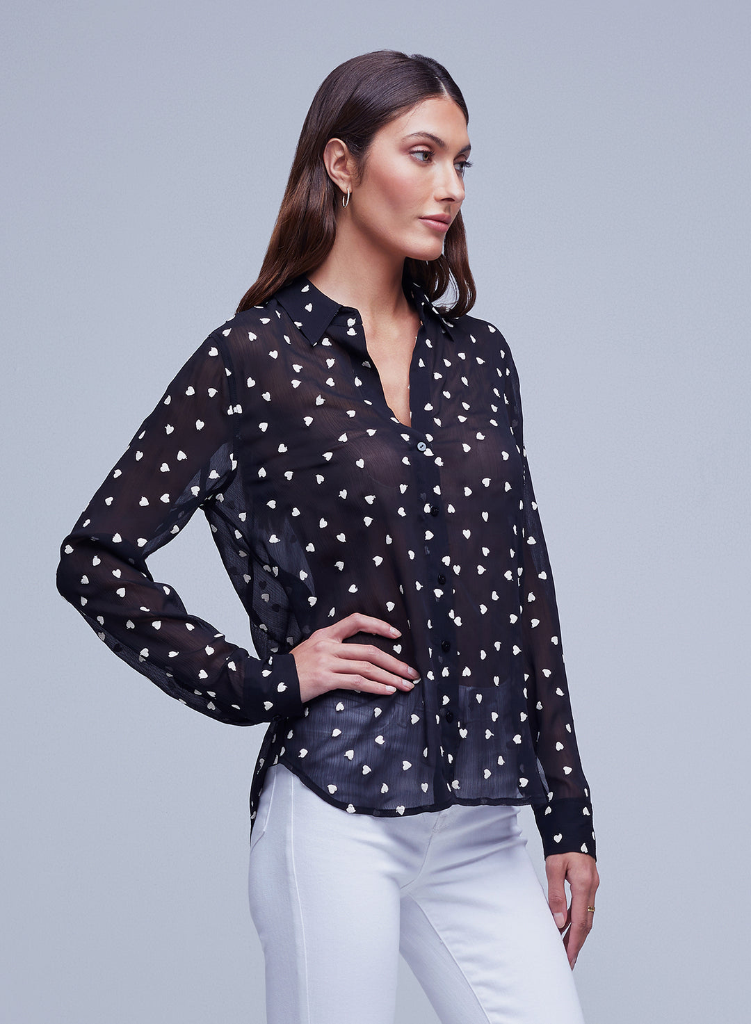 LAURENT BLOUSE (HEART EMBROIDERY) - L'AGENCE