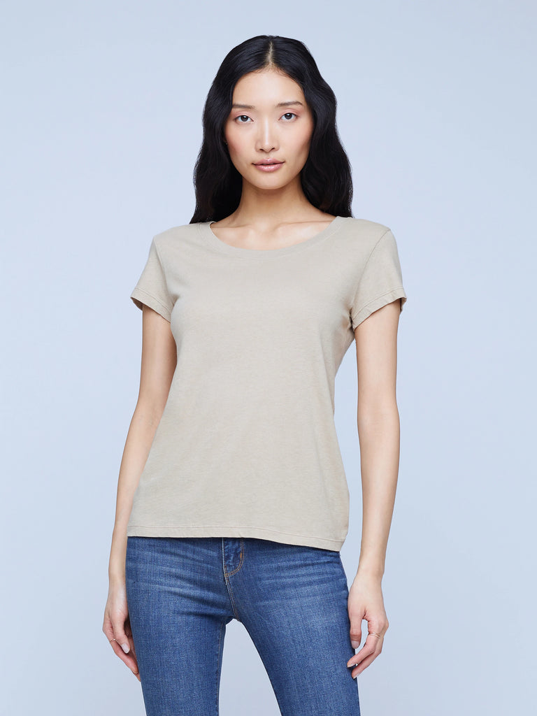 CORY CREW NECK TEE (BISCUIT) - L'AGENCE