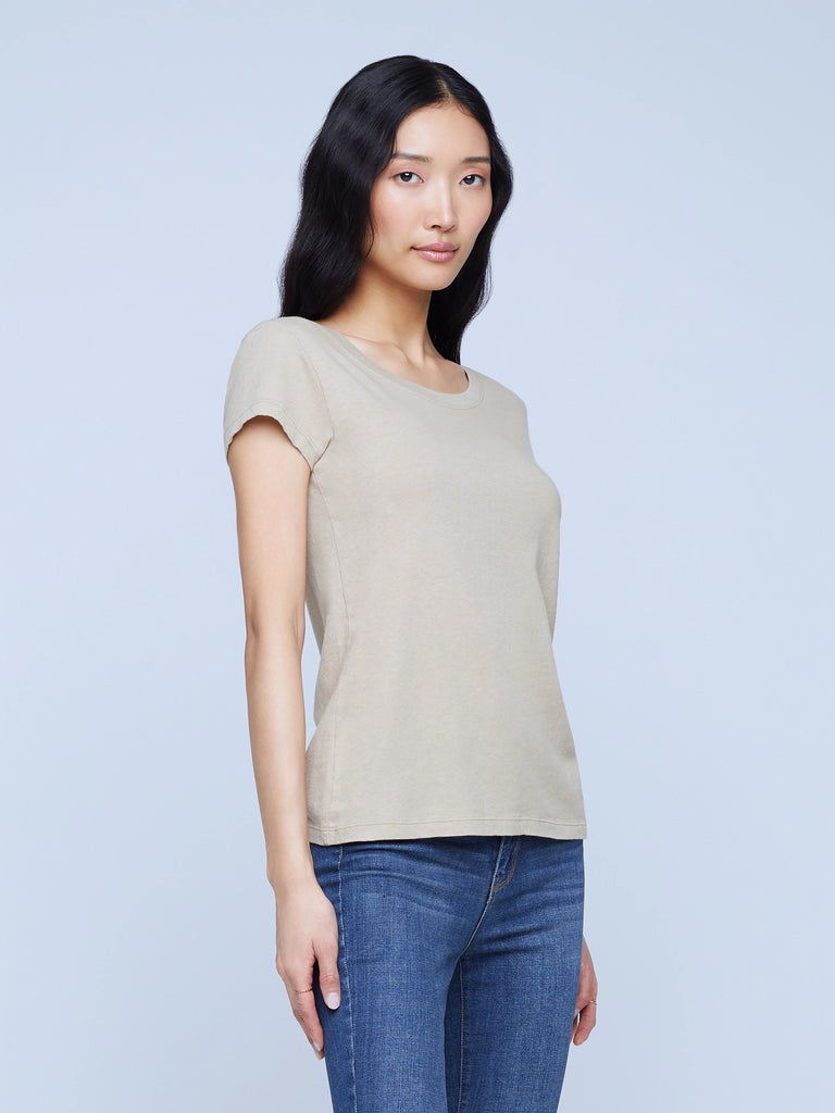CORY CREW NECK TEE (BISCUIT) - L'AGENCE