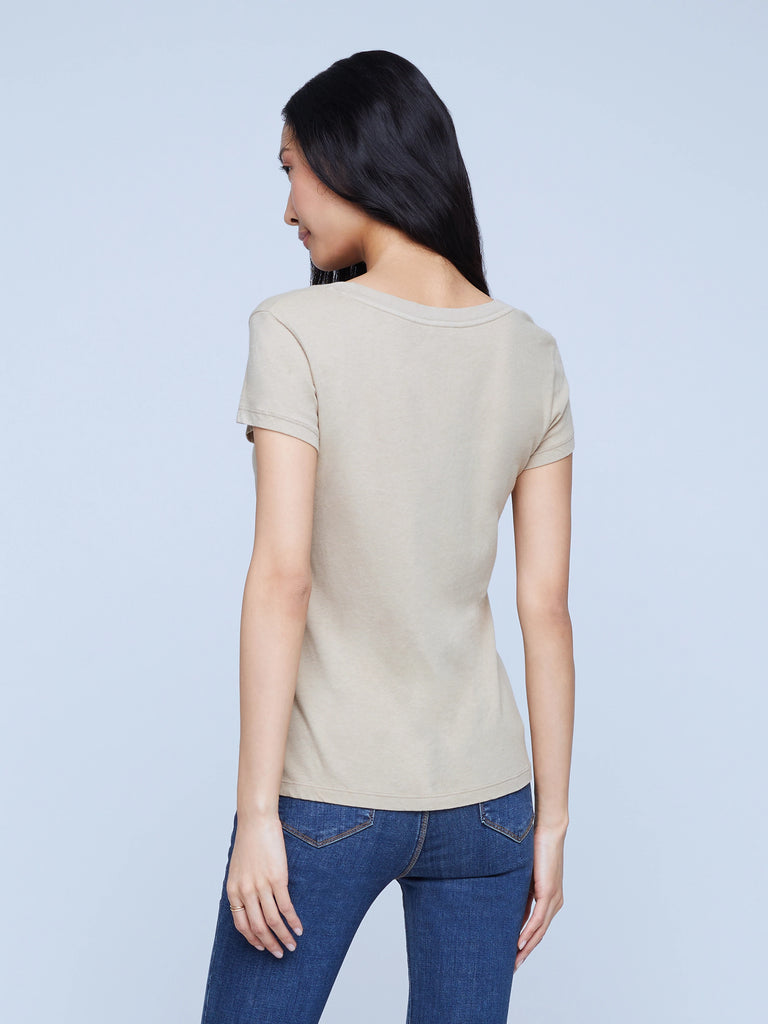 CORY CREW NECK TEE (BISCUIT) - L'AGENCE