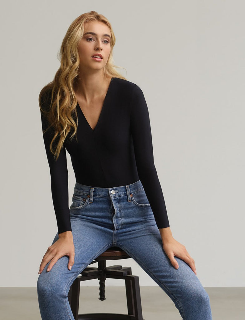 BUTTER LONGSLEEVE V-NECK BODYSUIT - COMMANDO