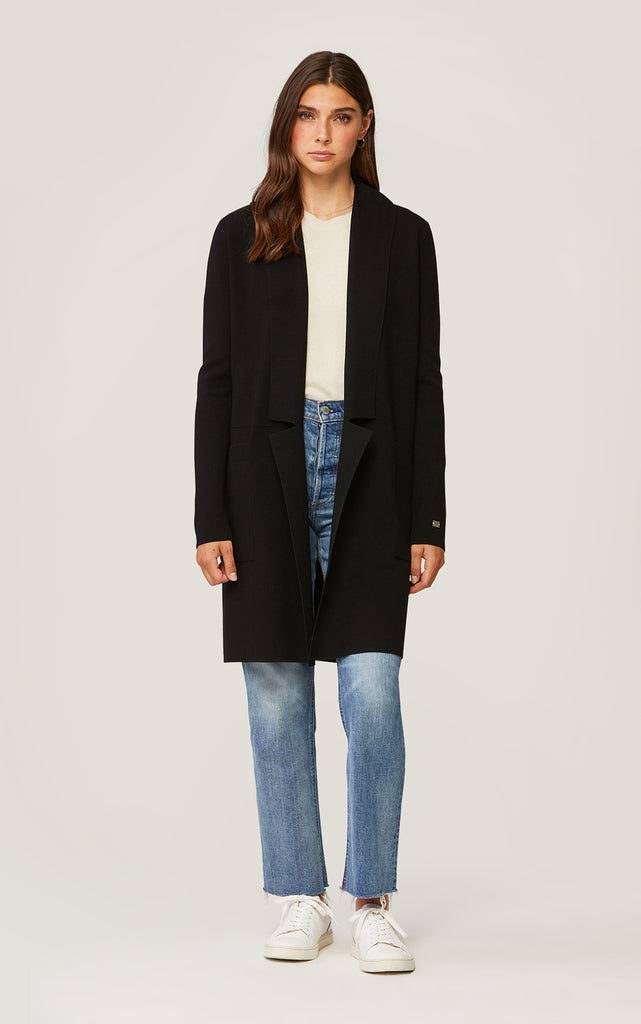 BENELA MID LENGTH COATIGAN WITH POCKETS (BLACK) - SOIA & KYO