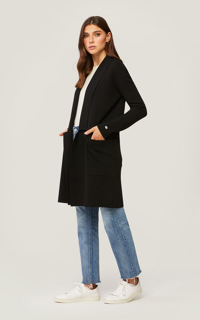 BENELA MID LENGTH COATIGAN WITH POCKETS (BLACK) - SOIA & KYO