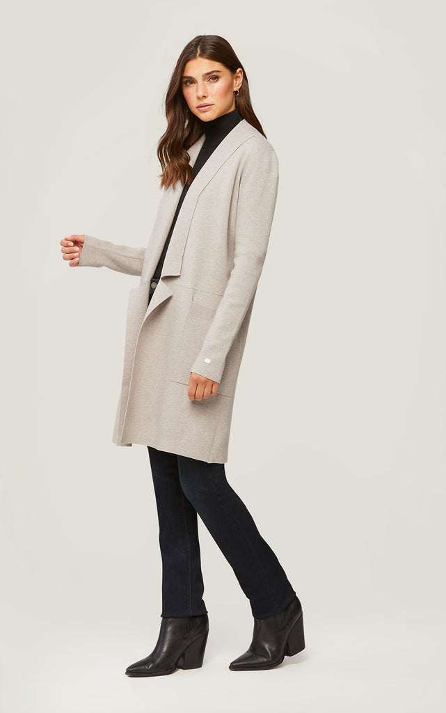 BENELA MID LENGTH COATIGAN WITH POCKETS (FAWN) - SOIA & KYO