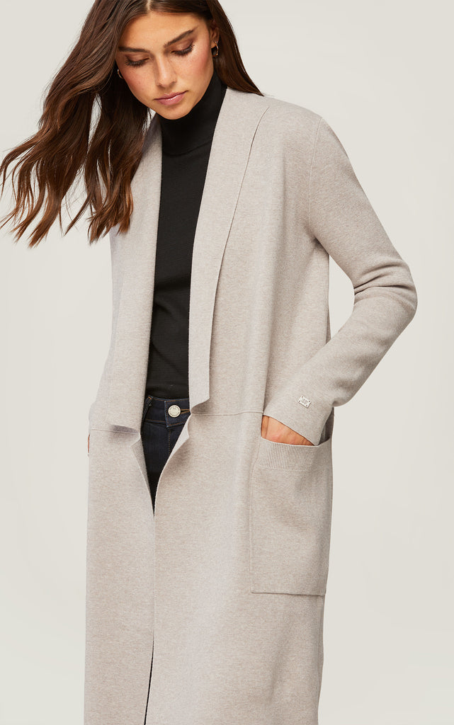 BENELA MID LENGTH COATIGAN WITH POCKETS (FAWN) - SOIA & KYO