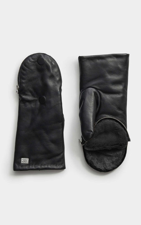 BETRICE LEATHER MITTENS (BLACK) - SOIA & KYO