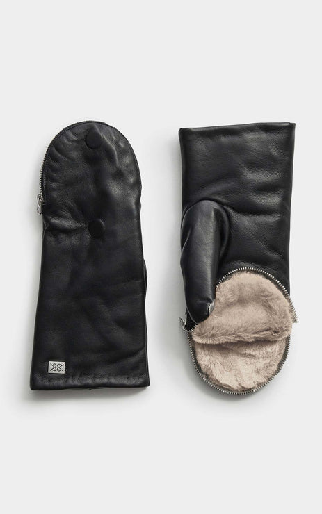 BETRICE LEATHER MITTENS (BLACK/FAWN) - SOIA & KYO