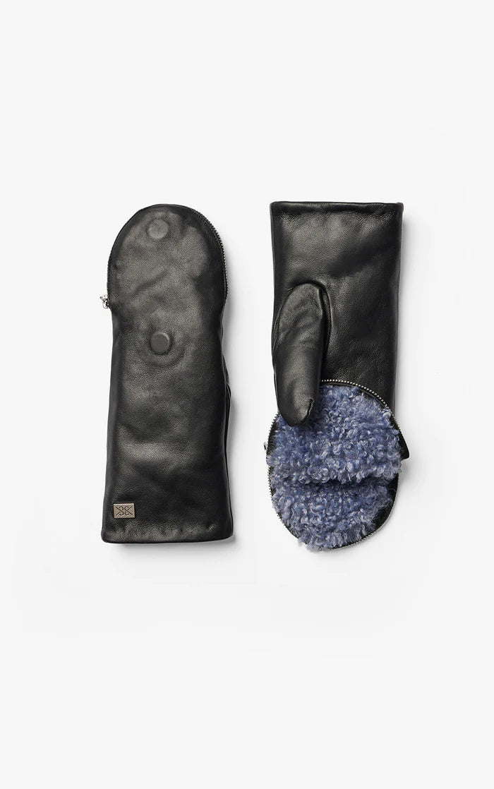 BETRICE LEATHER MITTENS (BLACK/STEEL) - SOIA & KYO