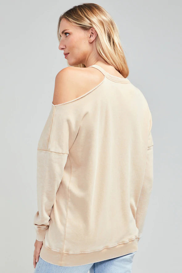 ASYMMETRICAL LONGSLEEVE TOP (WARM SAND) - WILDFOX