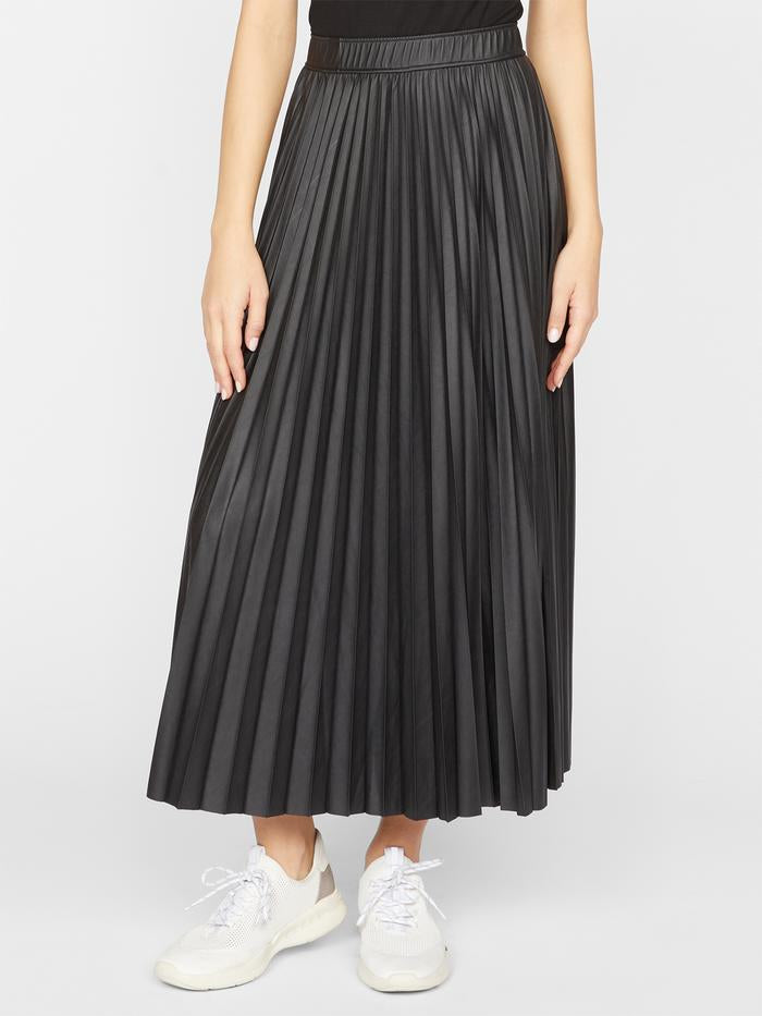 TOP SECRET PLEATED VEGAN LEATHER MIDI SKIRT - SANCTUARY