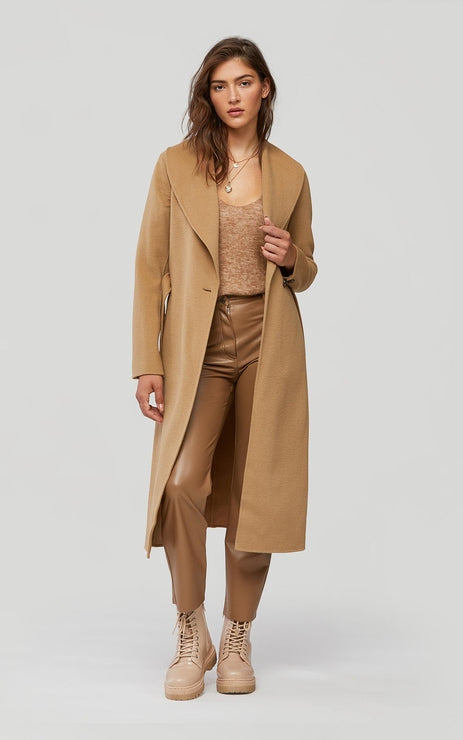 ELEONORE BELTED WOOL COAT (TOFFEE) - SOIA & KYO
