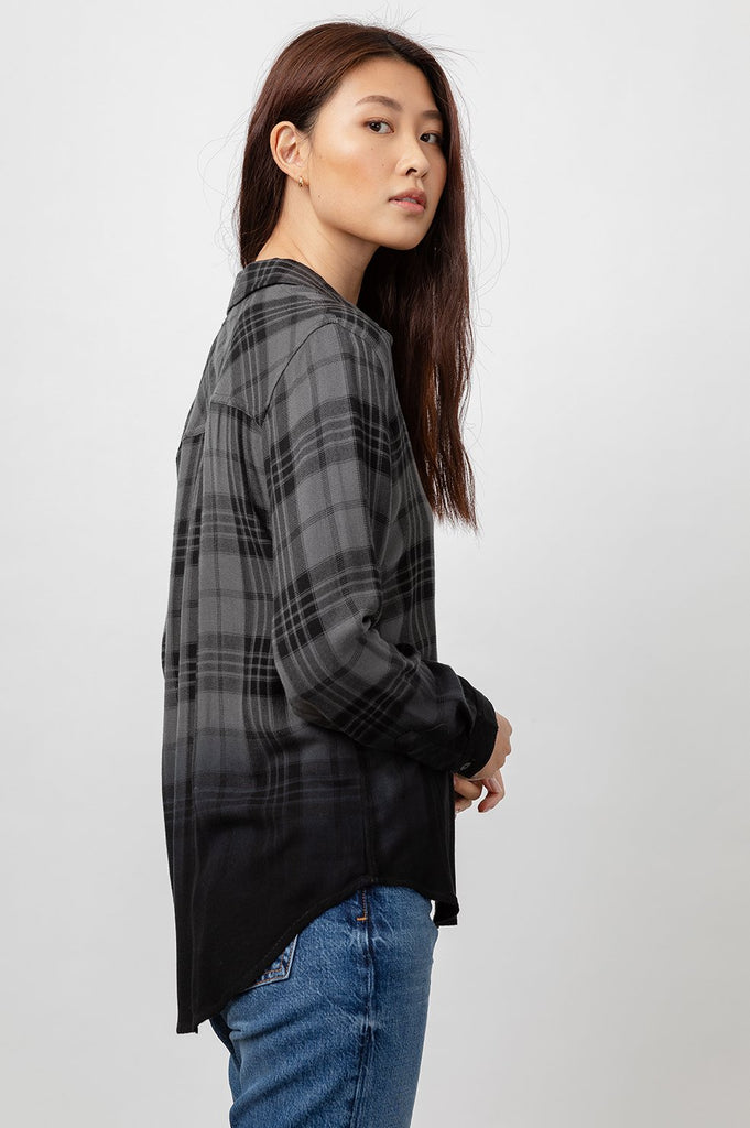 HUNTER PLAID SHIRT (CHARCOAL DIP DYE) - RAILS