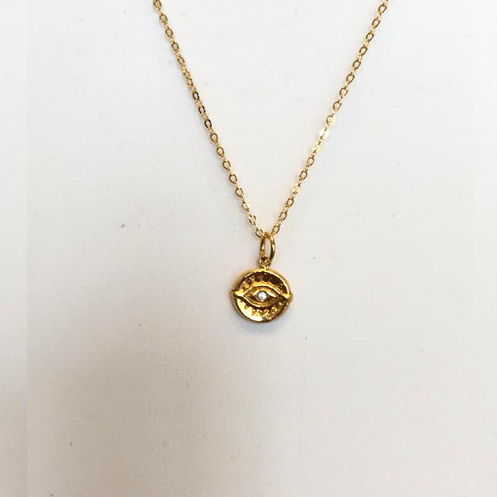 LUCKY EVIL EYE COIN NECKLACE - THE RIGHT HAND GAL